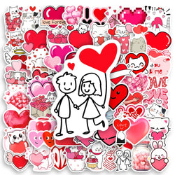 Red Heart Love Stickers Valentine's Day DIY Gift Toys for Scrapbook Diary Journals Laptop Luggage Bottles Decorative Waterproof (Online Order Only)