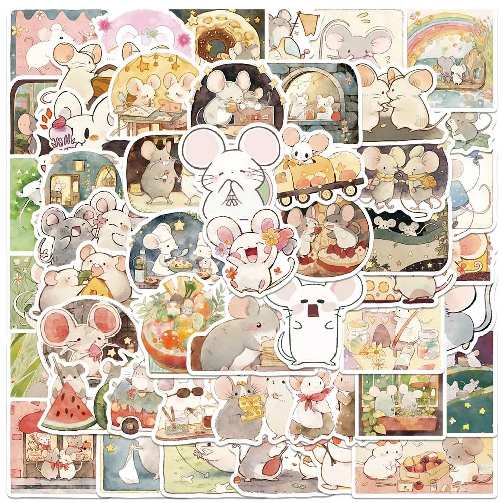 50pcs Cartoon Mouse Stickers for Bike Car Laptop Luggage Kids Gift (ONLINE ORDER ONLY)