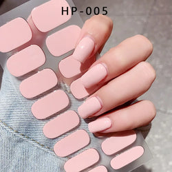Nude Pink French Semi-Cured Gel Nail Patch Slider Adhesive Waterproof Long Lasting Full Cover Gel Nail Sticker UV Lamp Needed *^ (ONLINE ORDER ONLY)