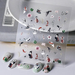 Chic Dragonfly Spider Insect Butterfly 3D Self Adhesive Nail Art Decoration Sticker Heart Puppy Flower Manicure Decal Y2K Flower (ONLINE ORDER ONLY)