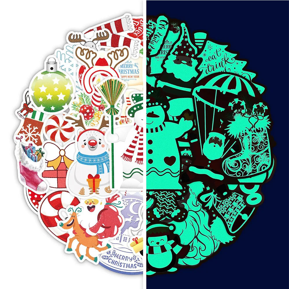 Luminous Neon Glow Stickers - Christmas Cartoon Decals for Laptop, Motorcycle, Phone, Car (ONLINE ORDER ONLY)