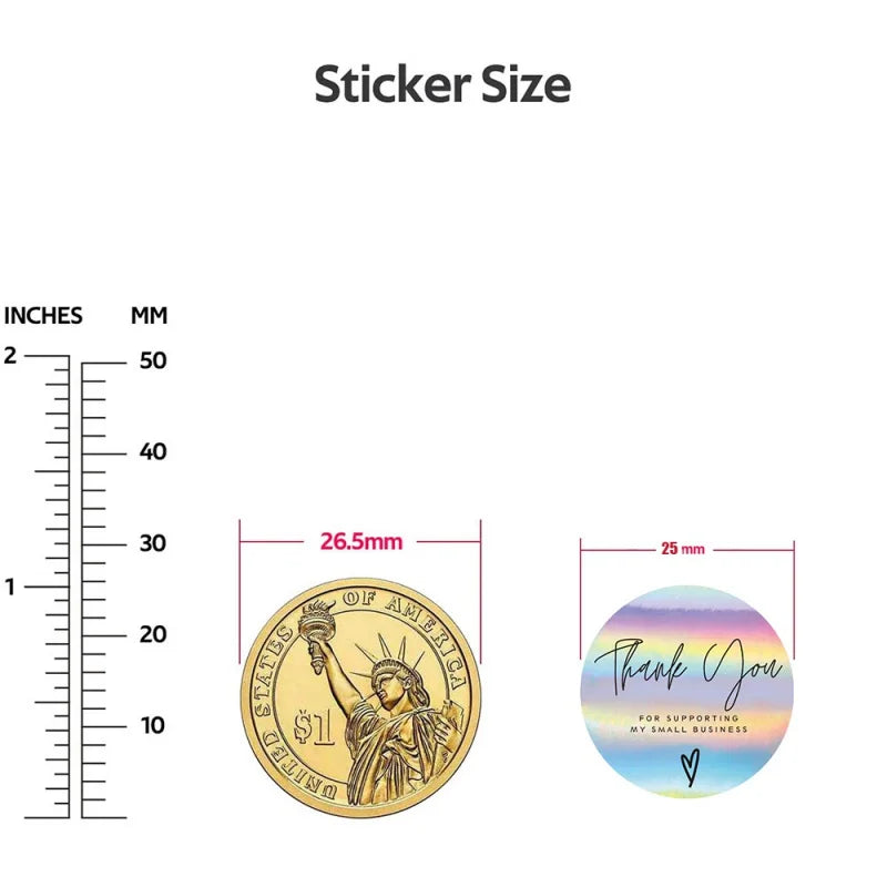 500pcs Rainbow Laser Thank You Stickers 1inch Small Business Stickers  Adhesive Labels for Boutiques Wrapping Supplies (ONLINE ORDER ONLY)