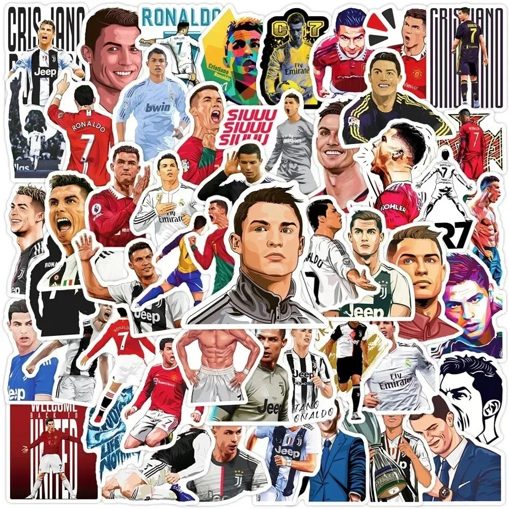 50Pcs Soccer Star Tribute Football Graffiti Stickers DIY Luggage Guitar Laptop Waterproof PVC Classic Toy Sticker Decals (ONLINE ORDER ONLY)