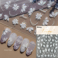 European Garden Angel Wing White Rose Flower Bed Vase Lace Bowknot Statue Adhesive Nail Art Decoration Sticker Manicure Decals (ONLINE ORDER ONLY)
