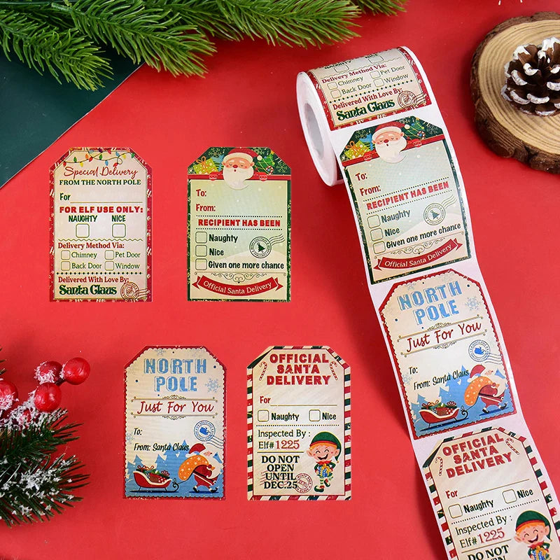 Merry Christmas Gift Tags Santa Claus Labels Sticker Roll (ONLINE ORDER ONLY)