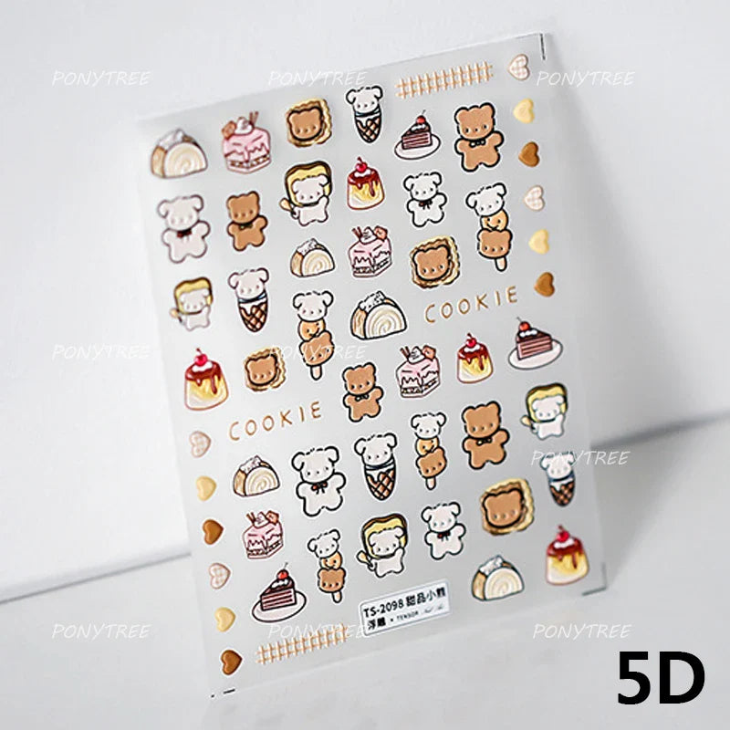 Sweet Cookies Biscuit Snack Delicious Doughnut Savoury Food Bicky Croissant Cheese Pudding Baguette Chic Nail Art Stickers Decal (ONLINE ORDER ONLY)