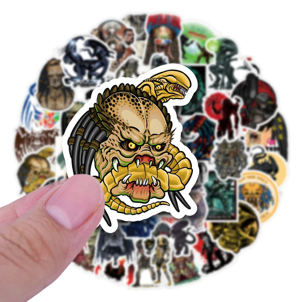 10/30/50PCS Predator Horror Movie Stickers Monster Kids Toy DIY Skateboard Luggage Phone Fridge Car Motorcycle Decals Graffiti (ONLINE ORDER ONLY)