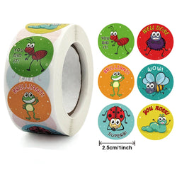 100-500PCS  Round Cartoon Thank You Stickers Cute Sun Rainbow Clouds animals Sticker For Gift Decor Labels Kids Reward Sticker (ONLINE ORDER ONLY)