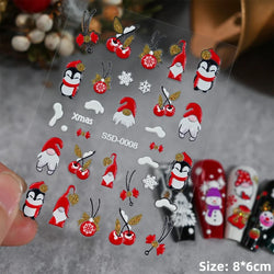 5D Embossed Gingerbread Man Nail Art Sticker Cute Christmas Winter Santa Claus Snowflake Elk Engraved Slider Manicure Decoration (ONLINE ORDER ONLY)