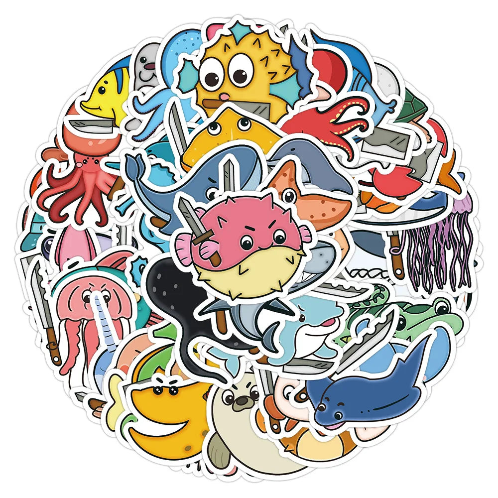 60PCS Funny animal With The Knife stickers Horror Animals graffiti Stickers for DIY Luggage Laptop Skateboard Motorc (Online Order Only)