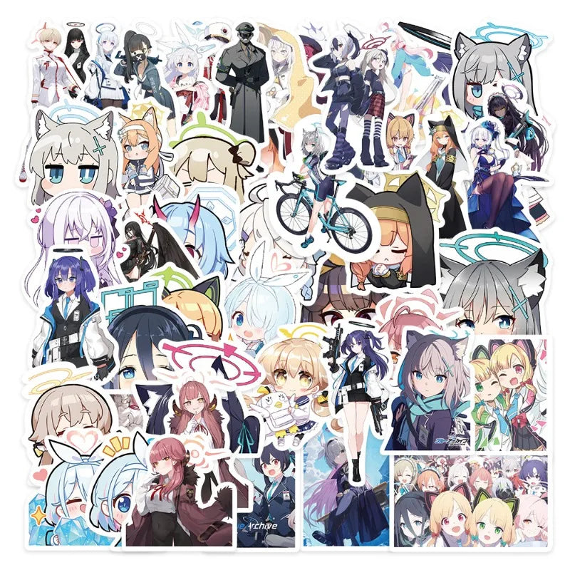 50pcs Blue Archive Anime Stickers for Laptop, Phone, Scooter, Suitcase, Water Bottle, Stationery, Refrigerator (Online Order Only)