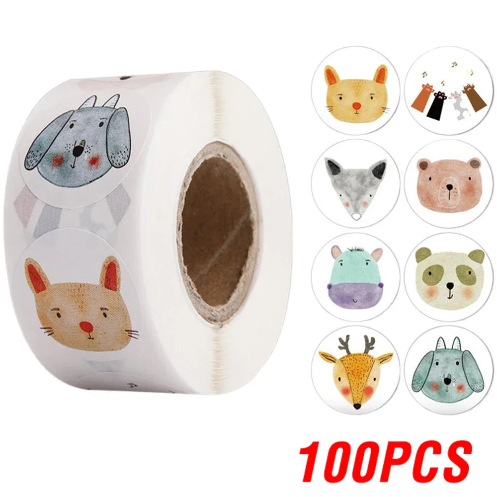100-500pcs Round Cartoon Sticker 1Inch Thank You Stickers for Gift Cards Envelope Paper Scrapbook Sealing Label (ONLINE ORDER ONLY)