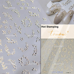 Wet Garden White Flower Leaves Elegant Beautiful Petal Delicate 5D 3D Charming Spring Adhesive Nail Art Stickers Manicure Decals (ONLINE ORDER ONLY)