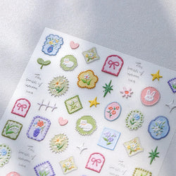 Cat Kitten Rabbit Flower Bouquet Bowknot Vase Bunny Grid Star Blocks Round Warm Sun Decoration Nail Art Stickers Manicure Decals (ONLINE ORDER ONLY)