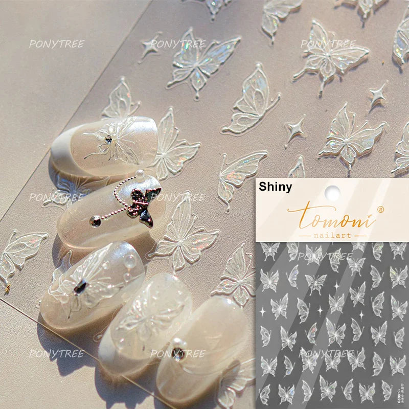 Colourful Butterfly Delicate Anmials Adhesive Nail Art Stickers Dreamy Winter Snowflake Rhinestone Manicure Decals Nail Supplies (ONLINE ORDER ONLY)