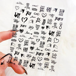 1PC Heart Love Design 3D Nail Art Sticker English Letter Self-Adhesive Slider Valentine's Day DIY Manicure Tips Accessories Tool (ONLINE ORDER ONLY)
