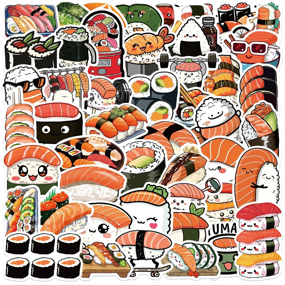 50PCS Sushi PVC Stickers Aesthetic Scrapbooking Stationery Supplies (Online Order Only)