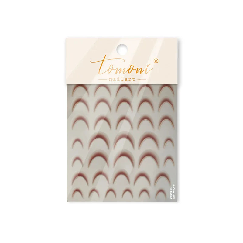 Geometric White Black Red Romantic French Arc Illusion Curve Embossed Relief Self Adhesive Nail Art Stickers 3D Manicure Decals (ONLINE ORDER ONLY)