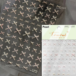 Chic Shiny Lace Pink Black White Bowknot Pearl Rhinestones Charming 3D Self Adhesive Nail Art Decoration Sticker Manicure Decals (Online Order Only)
