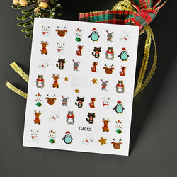 Christmas Greenery Nail Stickers Xmas Holly Animal Penguin Candy Winter Sliders Decor 2024 Holiday Decals Manicure Tips Foils *& (ONLINE ORDER ONLY)