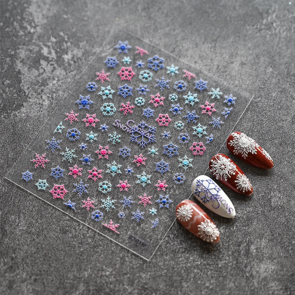 5D Embossed Gingerbread Man Nail Art Sticker Cute Christmas Winter Santa Claus Snowflake Elk Engraved Slider Manicure Decoration (ONLINE ORDER ONLY)