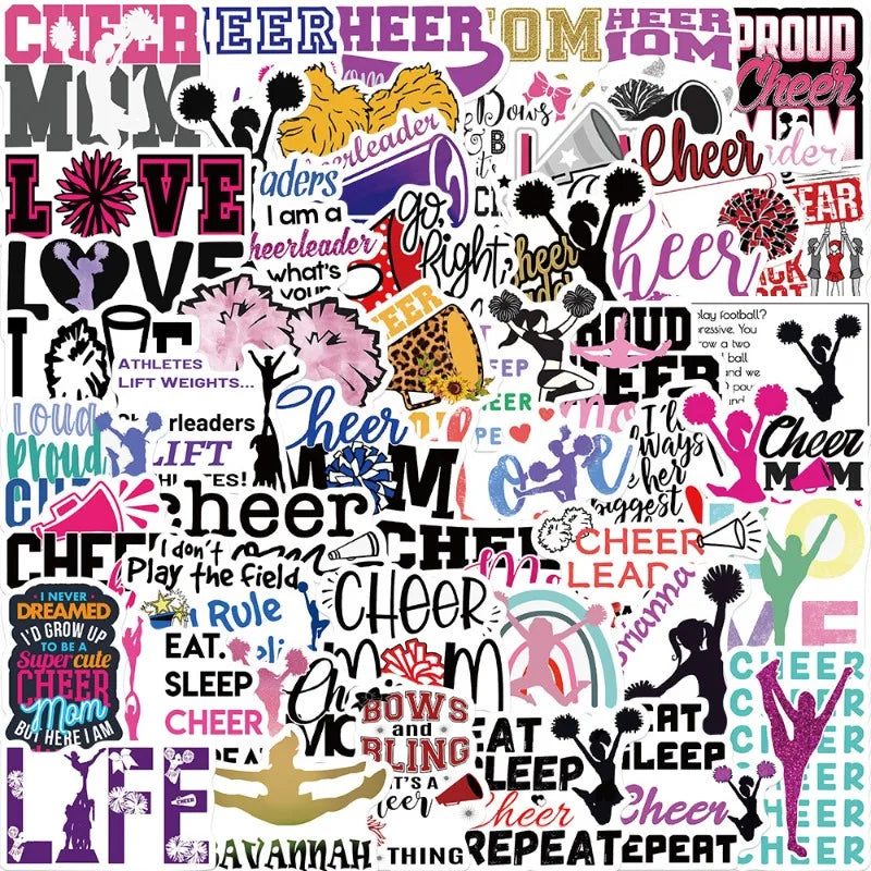 50pcs Cheerleading Cartoon Stickers for Laptop, Phone, Water Bottle, Scooter, Suitcase, Stationery, Refrigerator Decoration (ONLINE ORDER ONLY)