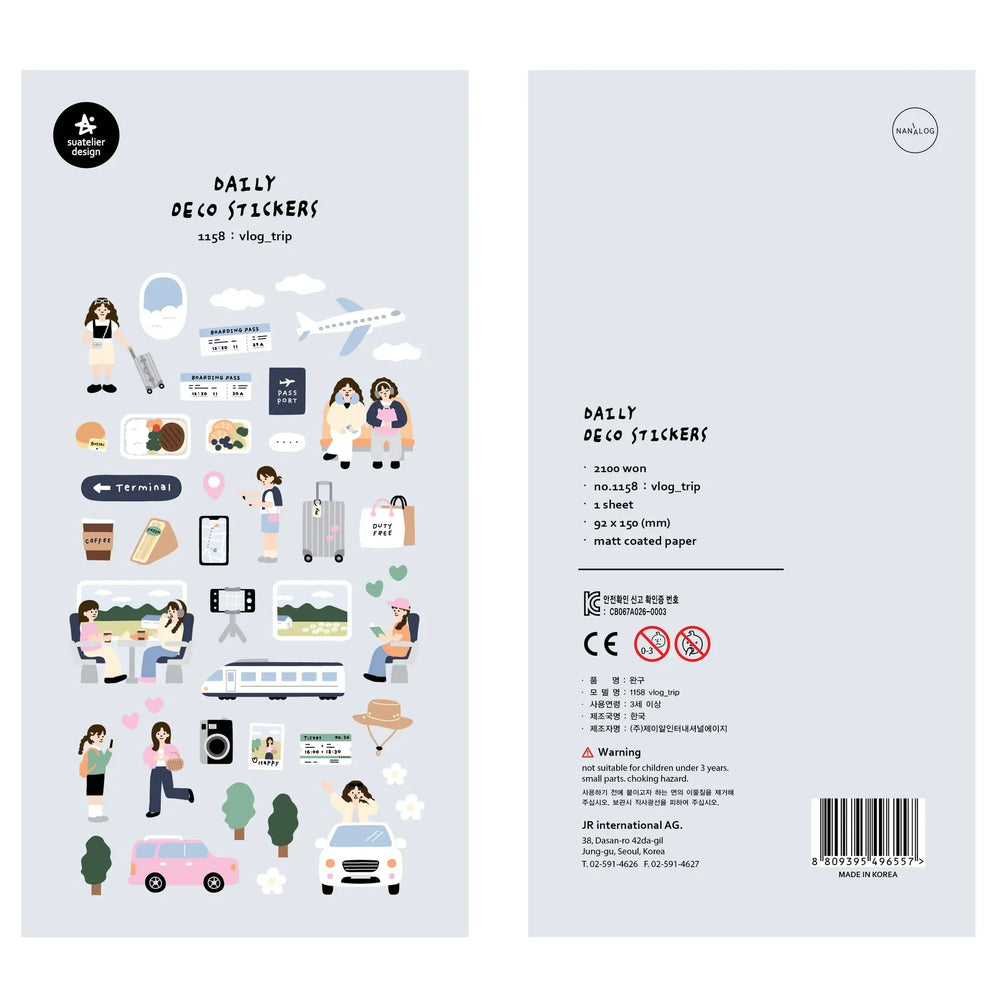 Korean Import Original Suatelier Daily Stickers Scrapbooking Diy Journal Stationery Sticker Children Decor Art Supply (Online Order Only)