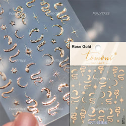 Chic Purple Serpent Flower Winding Snake Elements Shiny Dreamy Animals Self Adhesive Nail Art Sticker Embossment Manicure Decals (ONLINE ORDER ONLY)