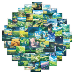 10/30/60PCS Aesthetic Landscape Stickers Decals DIY Phone Suitcase Skateboard Phone Suitcase Car PVC Waterproof Kids Sticker Toy (ONLINE ORDER ONLY)