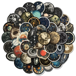 50pcs Space Station Universe Starry Sky Cartoon Graffiti Stickers DIY Phone Laptop Notebook Suitcase Waterproof Sticker Kids Toy (Online Order Only)