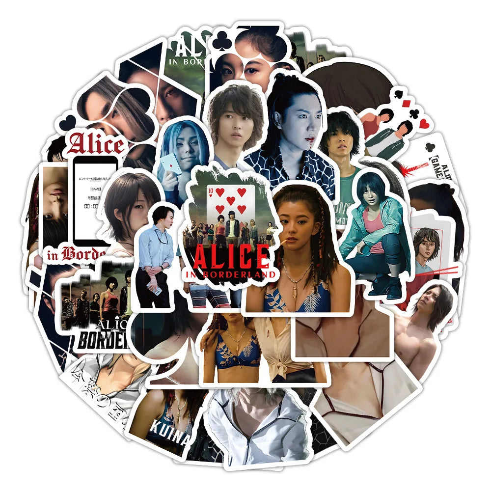 Alice in Borderland Stickers for Laptop, Water Bottle, Bicycle, Skateboard, Luggage, Anime Toys, Waterproof, 10/53 Pcs (Online Order Only)