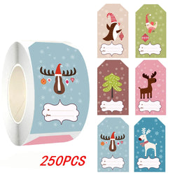 50-250pcs New Merry Christmas Stickers Rectangle Christmas Gift Box Decor Seal Sticker Cute Santa Stickers Stationery (ONLINE ORDER ONLY)
