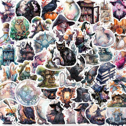 10/30/50pcs Cool Art Gothic Magic Witch Aesthetic Stickers Decorative Anime Decals Laptop Suitcase Waterproof Sticker Kids Toy (ONLINE ORDER ONLY)