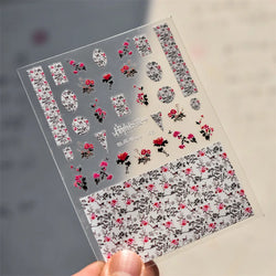 Red Azalea Rose Peony Crane Warbler Bird Fish Lily Chicken Rabbit Lobster Flower Retro Chinese Nail Art Sticker Decoration Decal (Online Order Only)