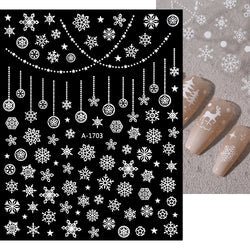 3D Gold Glitter Snowflake Nail Sticker Winter Reflective Elk Star Balloon Christmas Tree Foil Xmas New Year Decal Tips Decoratio (ONLINE ORDER ONLY)