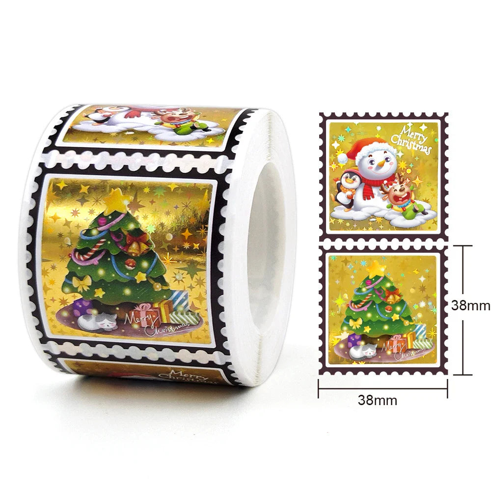 50-300pcs Holographic Stickers Merry Christmas Stickers Seal Labels For DIY Gift Baking Package Envelope Stationery Decor (ONLINE ORDER ONLY)