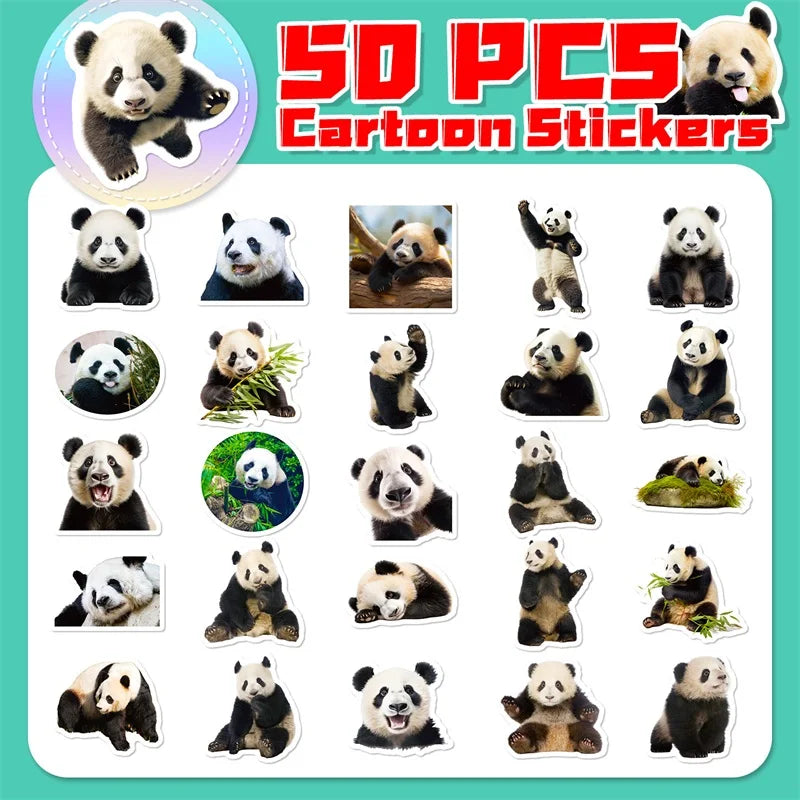 10/30/50PCS Cute Panda Life PVC Sticker Aesthetic Decoration Scrapbooking Korean Stationery Hand Accounting School Supplies (ONLINE ORDER ONLY)