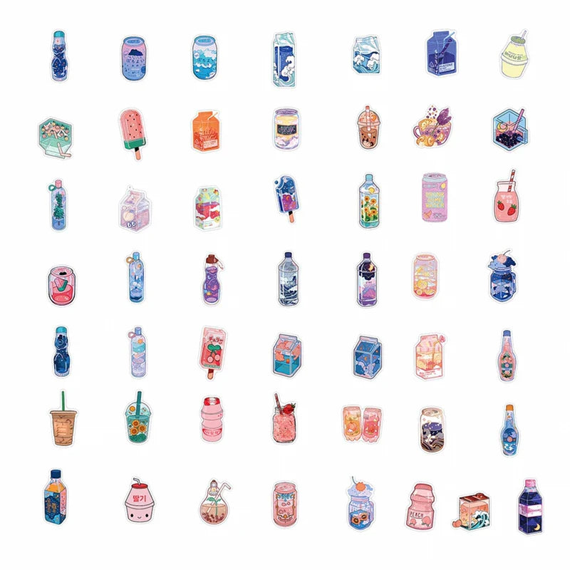 10/30/50PCS Japan Dink Sticker Aesthetic Sketchbook for Kids Children's PVC Decoration Scrapbooking School Stationery Supplies (Online Order Only)