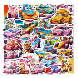 10/30/50PCS Catroon Animal Racing Car Stickers Graffiti PVC Waterproof Notebook Phone Bike Laptop Luggage Kids Toy Funny Decals (ONLINE ORDER ONLY)
