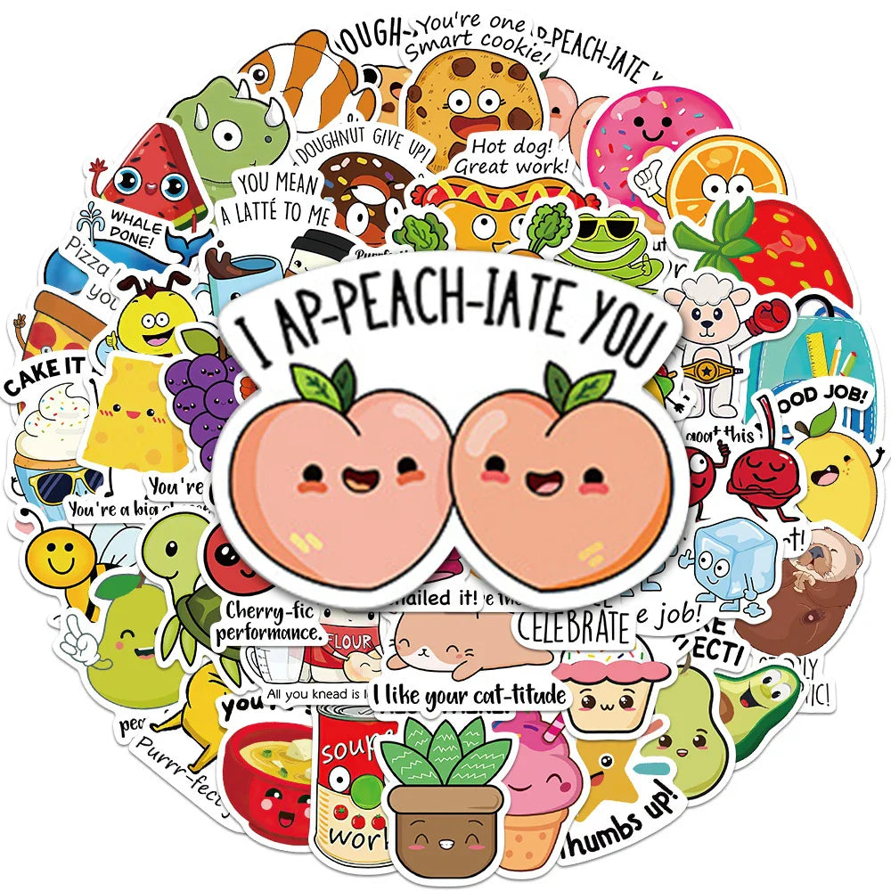 Kids Stickers Animal Food Graffiti Decal DIY Stationery Luggage Cartoon Wholesale (Online Order Only)