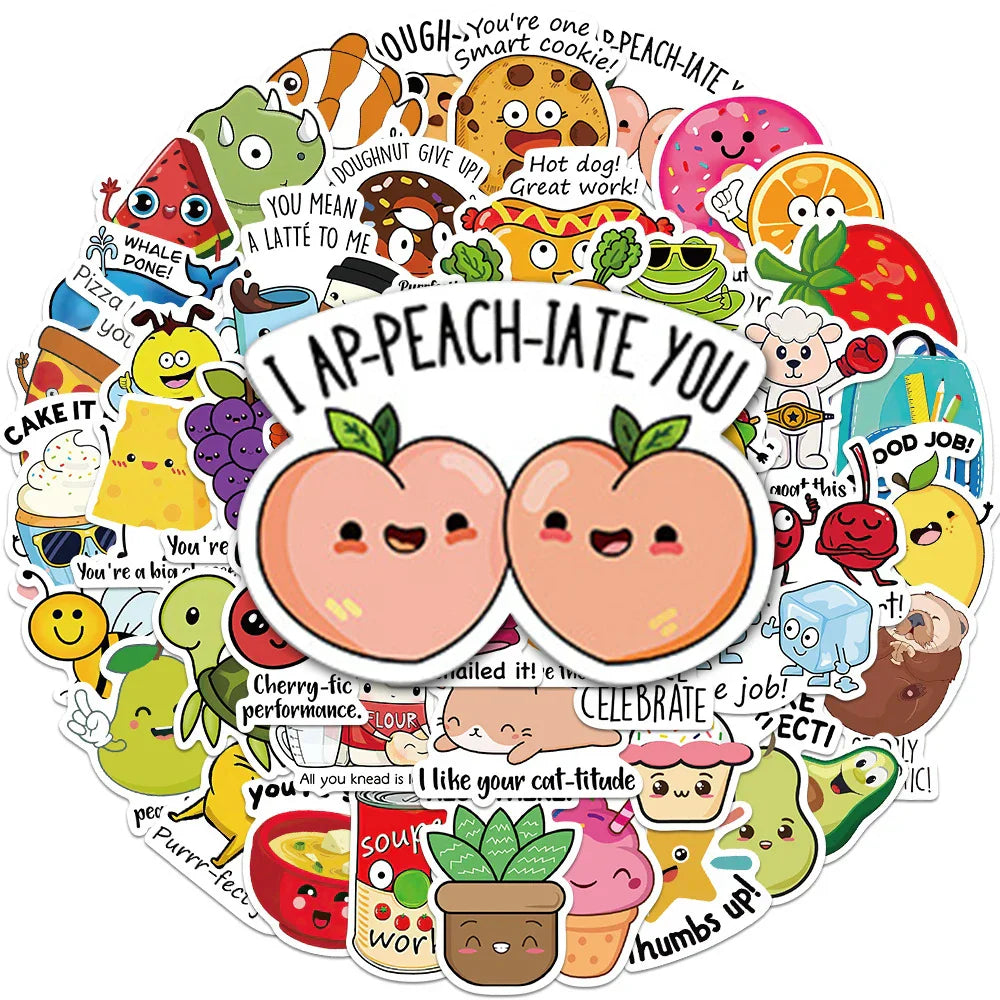 Kids Stickers Animal Food Graffiti Decal DIY Stationery Luggage Cartoon Wholesale (Online Order Only)