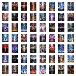 10/30/60pcs Cute Anime City View Street Night Painting Aesthetic Stickers Laptop Suitcase Phone Car Decoration Cartoon Sticker (Online Order Only)