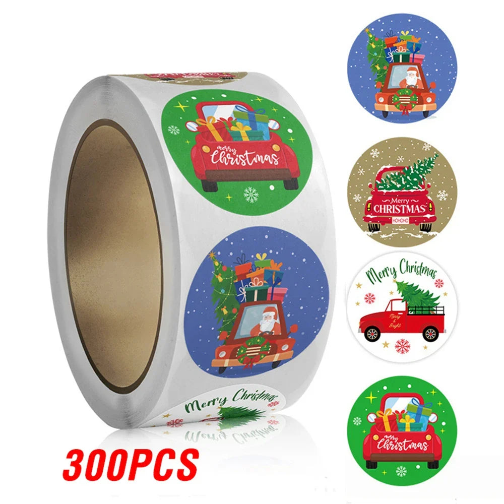 100-500pcs Christmas Stickers Retro Santa Stickers for Scrapbooking Christmas Decorations Envelopes Gifts (ONLINE ORDER ONLY)