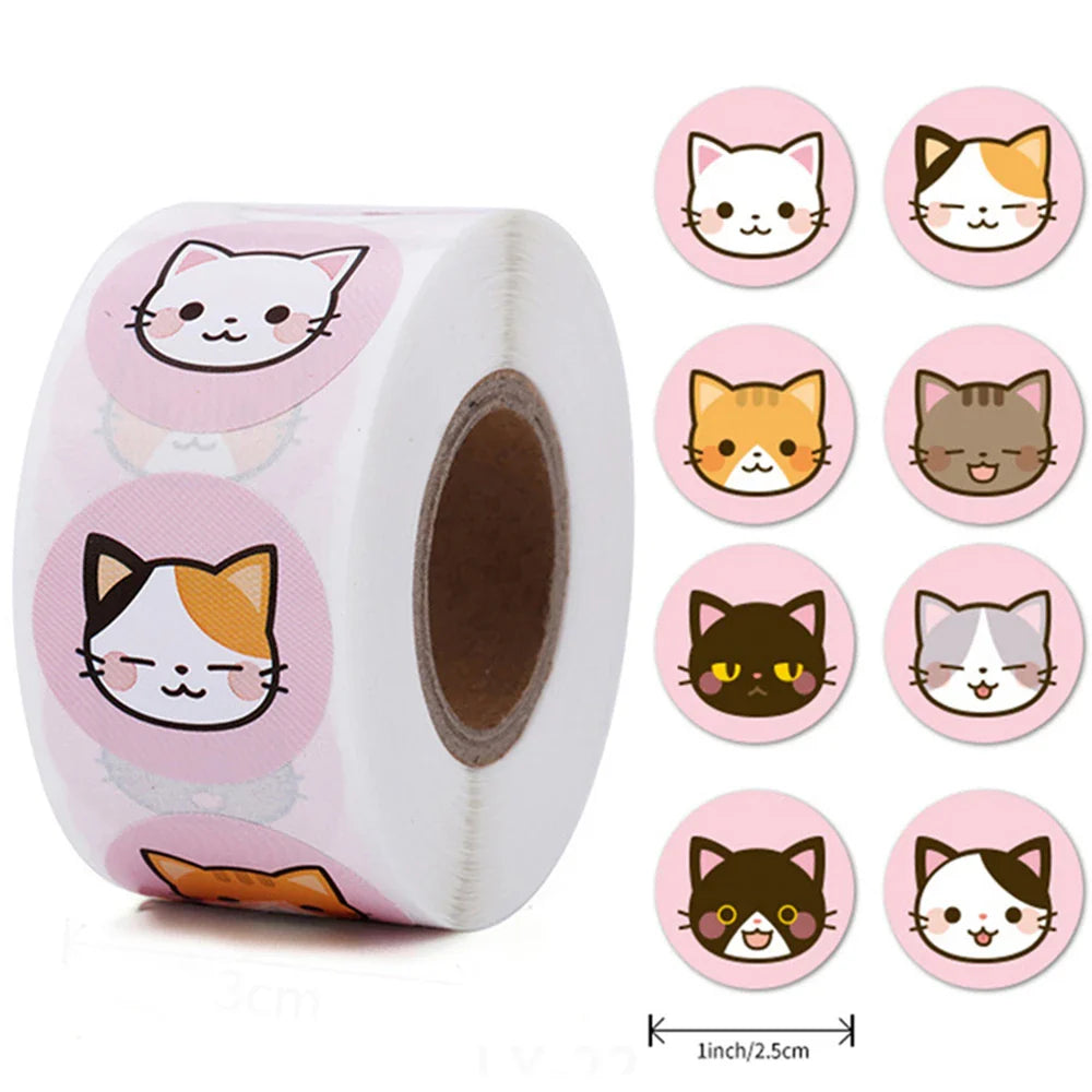 500pcs/Roll Cartoon Animal Stickers Anime Round Seal Diy Laptop Decals Stickers Cute Book Children Reward Kids Toy Gift (ONLINE ORDER ONLY)