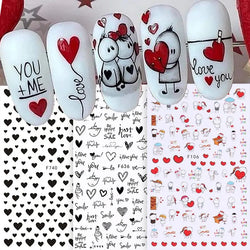 3D Valentines Nail Art Stickers - Cute Cartoon Full Wraps (Online Order Only)