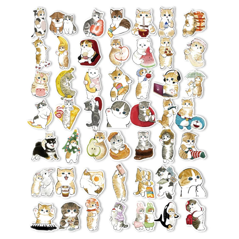 10/30/50PCS Kawaii Cartoon Cat Stickers Funny Cute Decals Decoration For Kids DIY Toys Phone Stationary Guitar Suitcase Sticker (ONLINE ORDER ONLY)