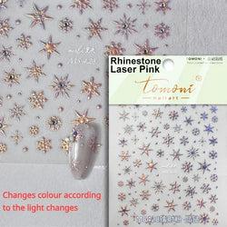 Dressy Embossment Colorful Gradient Snowflakes Laser Silver Christmas Tree Winter Bowknot Santa Nail Art Stickers Manicure Decal (Online Order Only)