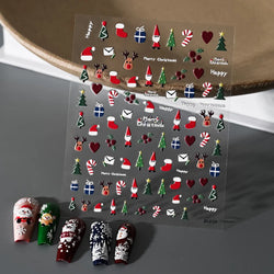 5D Embossed Gingerbread Man Nail Art Sticker Cute Christmas Winter Santa Claus Snowflake Elk Engraved Slider Manicure Decoration (ONLINE ORDER ONLY)