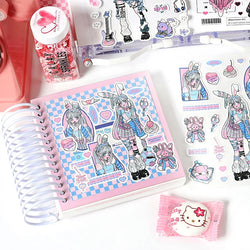 1pcs New Kawaii Heartbeat Girl Scrapbooking Sticker Art Collage Diary Journal DIY Craft Aesthetics Decorative Sticker Stationery (ONLINE ORDER ONLY)