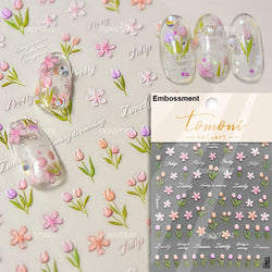Golden Border Tulip Bloom Flower Bowknot Geometric Frame Metal Workmanship Charming Adhesive Nail Art Sticker Manicure Decals (ONLINE ORDER ONLY)